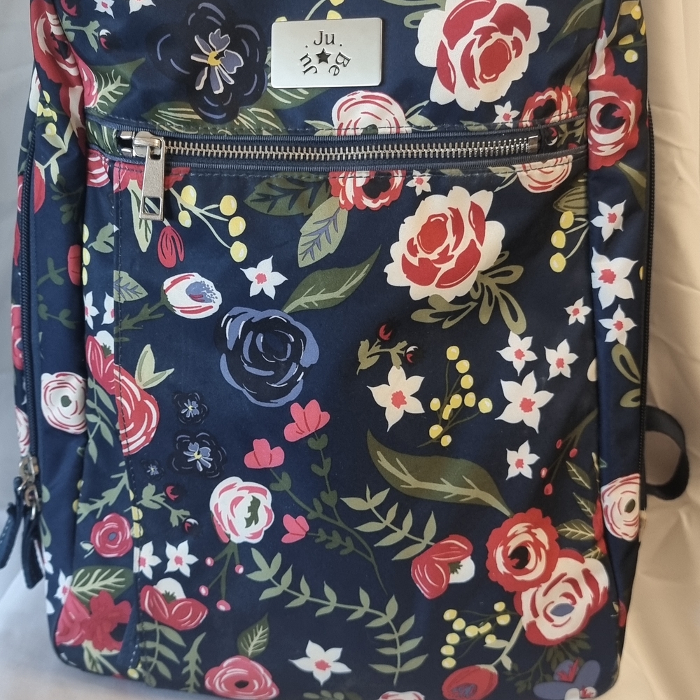 Ju-Ju-Be Blue and Red Backpack Vibrant Floral Design